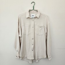 Aerie Waffle Knit Button Down Shirt Cream Ivory Oversized Shacket Small picture