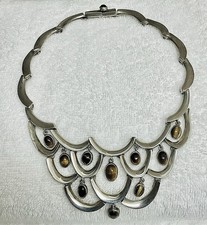 Vintage Antonio Pineda Sterling Silver TigersEye Teardrop Necklace, Taxco Mexico picture