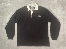 Columbiaknit Rugby Polo Shirt Mens Large Black Isilon Systems Long Sleeve USA picture