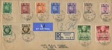 BOIC SOMALIA 1950 B. A. SET S21/S31 ON NEAT REGISTERED COVER TO UGANDA picture