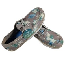 Clarks Higley Tie Boat Shoes Mens 9 Sand Floral Canvas Slip On 26171557 NEW picture