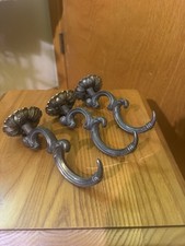Set Of 3 Vintage French Provincial Brass Curtain Tie Backs W Ornate Details picture
