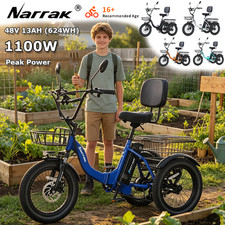 Narrak Fat Tire Folding Electric  tricycle for adults Trike Peak 1100W 624WH N6 picture