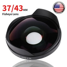 37/43MM 0.3X 4K UHD HD Wide Angle Fisheye Lens w/ Adapter for DV Camcorders US picture