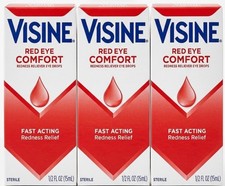 Visine Red Eye Comfort Redness Relief Eye Drops 0.5oz Each X3 Bottles Exp 9/2028 picture