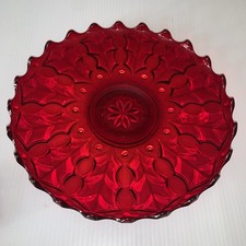 Fostoria Holly Ruby Red 12 Inch Platter Torte Plate Round Heirloom EXCELLENT picture