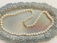 Vintage Akoya Cultured Pearl Necklace 14K Gold Filigree Clasp 18