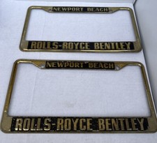 Rare Vintage Rolls Royce Bentley License Plate Frames Newport Beach Gold Set VTG picture