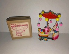 Vintage Celluloid Bunny Rabbit Carriage Carousel Cart Easter Wind Up Japan Works picture