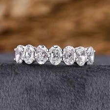 GIA Certified 1.80Ct Oval Cut Lab Grown Diamond/CVD Half Eternity Band 14k Gold picture