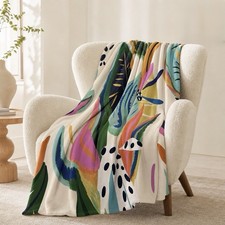 NEW Anthropologie Boho Abstract Fleece Throw Blanket Bedspread Bedding 50