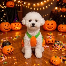 Halloween Pumpkin Pet Costume Dress, Funny Pumpkin Transform Outfit, Adjustable picture