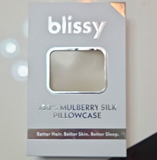 Blissy 100% Mulberry Silk Pillowcase Silver S 20x26 Hidden Zipper picture