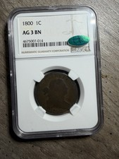 1800 1c AG 3 Draped Bust Cent NGC CAC 1800/79 picture