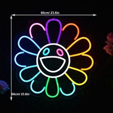Multicolor LED Sign Smile Flower Sunflower Cute Bright Neon Lamp Light Room Gift picture