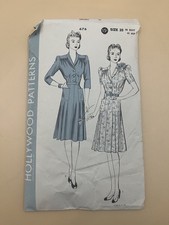 Vintage 1940s Hollywood Pattern 676 Shirtwaist Dress Size 20 Bust 38 Sewing picture