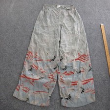 Citron Santa Monica Dress Pants Womens S Multicolor Silk Wide Leg Crane Print picture