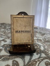 Vintage Metal Painted Wall Hanging Matchbox Match Holder  picture