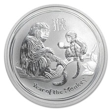 2016 Australia Year of The Monkey Perth 1/2 Oz 999 Fine Silver Coin - In Capsule picture