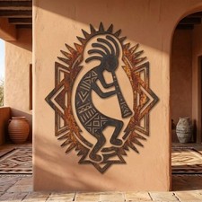 Kokopelli Metal Wall Art, Southwest Tribal Wall Decor, Rustic Desert Metal Sign picture