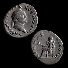 Vespasian AR Denarius 75 AD Rome Pax Ancient Roman Silver Coin picture
