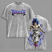 Broly DBZ Legendary Super Saiyan Vintage Washed Men Cotton Graphic T-shirt picture