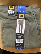 CAT Men's Utility Pants Flex Waistband Multi-Pockets Size 36x29 Green NWT picture
