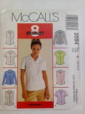 Shirt Top 10 12 14 McCalls 2094 Sewing Pattern UC McCall's Easy Set Button Up picture