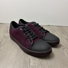 Lanvin DBB1 Fabric Wool & Leather Sneakers Men's US9 Toe Cap Burgundy Portugal picture