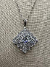 JTV Bella Luce Diamond Simulant Sterling Silver Necklace 18-20” picture