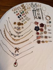 Vintage 65Pc unbranded Rhinestone Jewelry Lot 1 Kirks Folly /1 Weiss ~ All Types picture