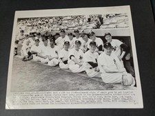 1953 Old Timers' Day Joe DiMaggio Hank Greenberg Moe Berg Press Photo w/ RMY LOA picture