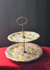 Vintage Royal Winton Sweet Pea Chintz 2 Tier Cake Stand A3030 England picture