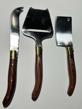 Laguiole Cheese Set With Wooden Handles & Brass Trim Laguiole 3 Pc Cheese Set picture