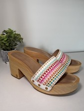 Veronica Beard Women’s Striped Woven Open Toe Slip-On Mule Block Heel 10 picture