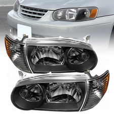 Fits 2001-2002 Toyota 01-02 Corolla Replacement Black Headlights Corner Signal picture
