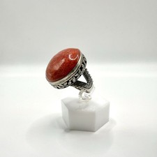 Vintage Large Sarda Artisan Bali 14 Gr. Sterling Silver Sponge Coral RING Size 8 picture