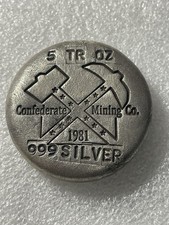 Rare Dennis England 1981 Confederate Mining Co. 5 Troy Oz .999 Fine Silver picture