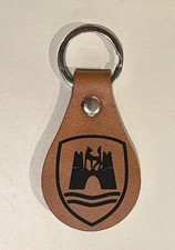 Vintage VW Wolfsburg Crest - Laser Engraved PU Leather with Keyring picture