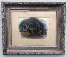 Signed Ruth M. Klein Watercolor Of People Playing Pool 19” X 22” X 2” picture