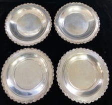 Four Antique Moon Light Silver Plated Plates - Original Patina picture