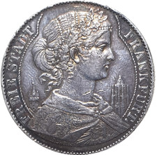 Frankfurt 1858 1 Thaler aUnc  Taler  Silver Germany German State One Year Type picture