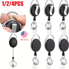 1/2/4x Heavy Duty Split Retractable Key Tool Reel Holder Steel Clip Chain Belt picture