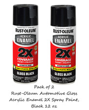 Rust-Oleum Automotive Gloss Acrylic Enamel 2X Spray Paint, Black 12 oz (2 Pack) picture