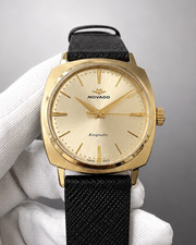 Movado Heritage Kingmatic Auto 35MM Champagne Dial Leather Unisex Watch 3650173 picture