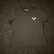 True Religion Black Buddha Graphic Logo T-Shirt Short Sleeve Crew Neck Men M picture