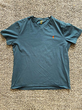 Polo Ralph Lauren Men’s Blue V-Neck S/S Cotton Knit Polo Pony Logo Tee (L) picture