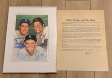 Autographed Willie Mays, Mickey Mantle, Duke Snider lithograph - Rudy Garcia COA picture