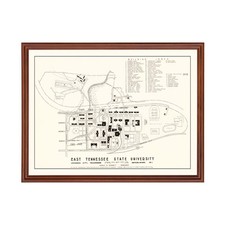 Old Map of East Tennessee State University, TN 1965 - Vintag picture