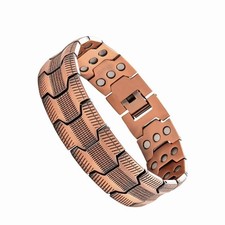 Men's Copper Bracelet,3X Strength 99.99% Copper Magnetic Adjustable Length picture